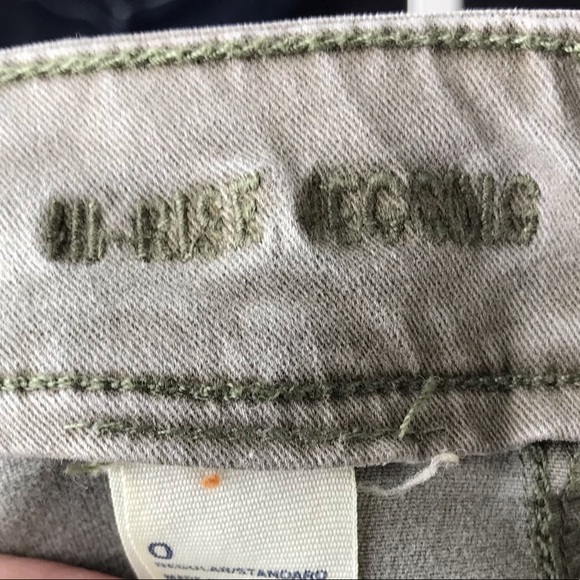 American Eagle Outfitters Hi-Rise Jegging Skinny Jeans Green Khaki Zip Pockets 0 - Picture 6 of 7